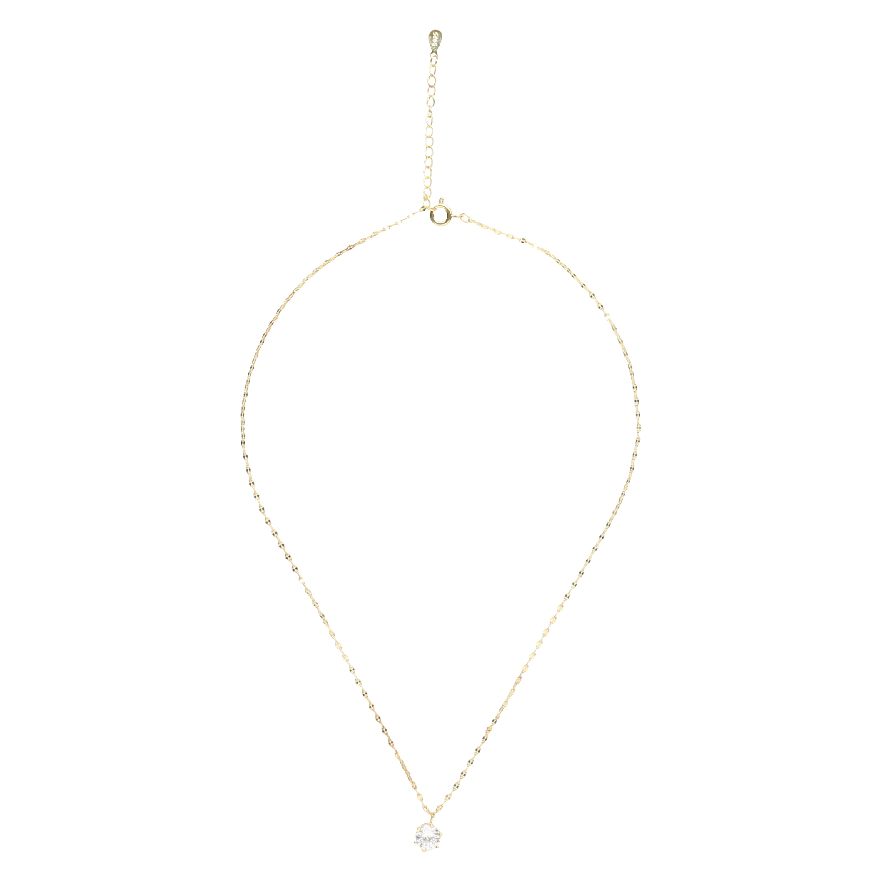 14K Gold Plated Solitaire Necklace